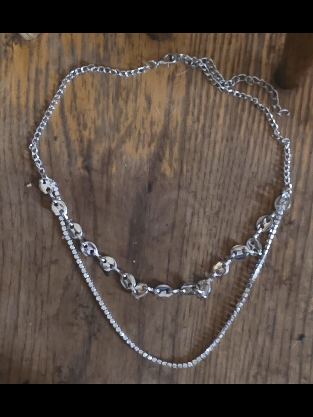 Silver Layered Rhinestone Chain Necklace BNIB - Picture 7 of 9